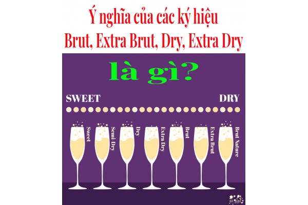 Ý nghĩa của các ký hiệu Brut, Dry, Extra Dry trên rượu vang nổ