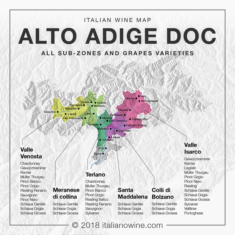 Bản đồ vùng vang Alto Adige